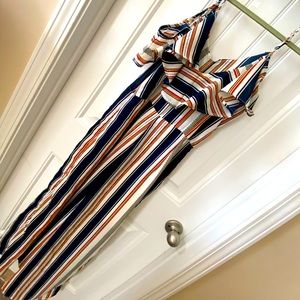 Boho striped jumpsuit.